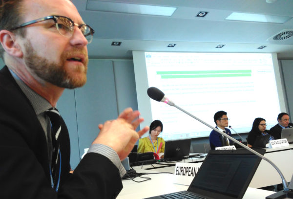 Petter Lydén speaking for the EU in the UN climate negotiations in Bonn, May 2018